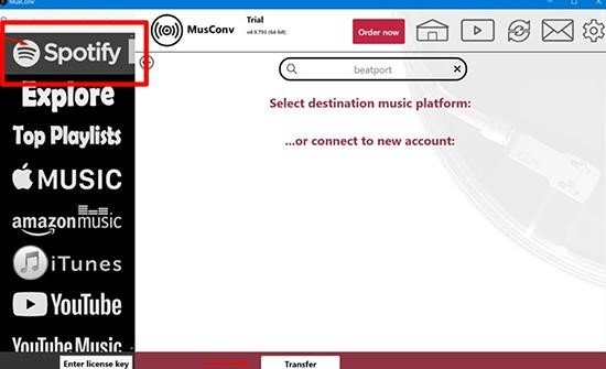 selecciona Spotify como destino