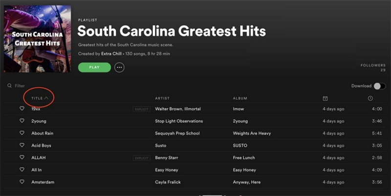 order playlist par titre