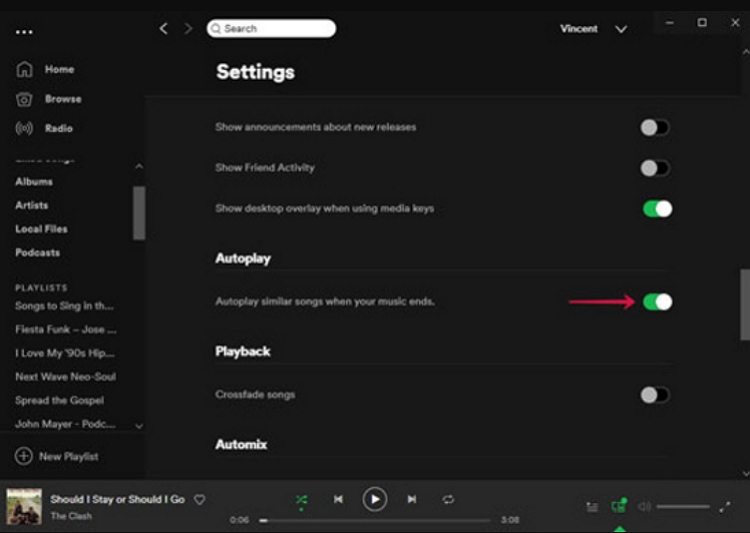  comment éteindre spotify autoplay 