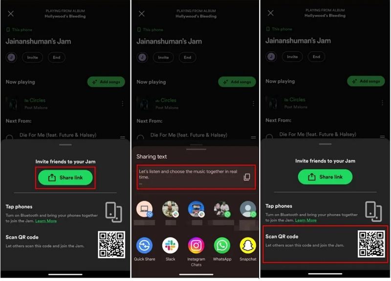 Spotify에서 jam을 시작하려면 어떻게 하나요?