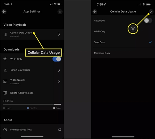 netflix video quality playback settings on mobile