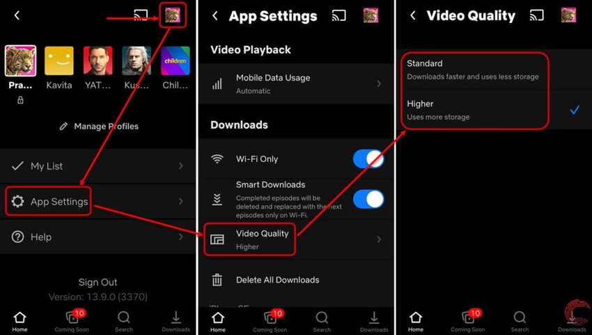 netflix video quality playback settings for downloads