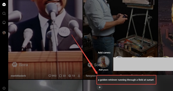 ingresa prompt en Sora 2