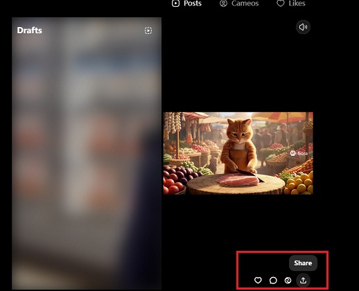 comparte video generado con Sora