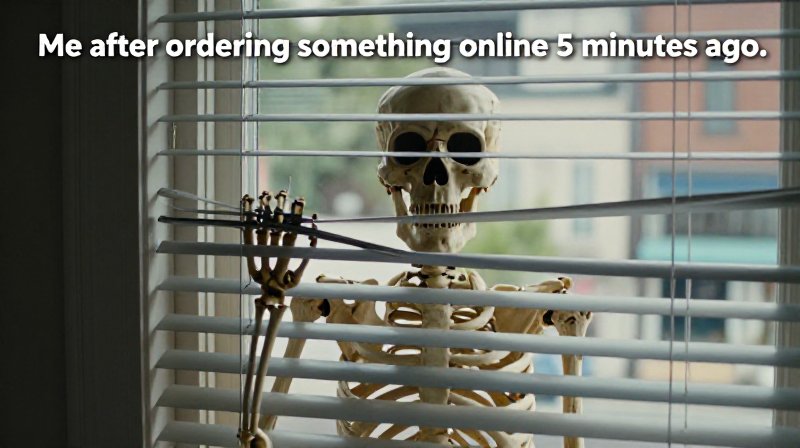 package watcher skeleton meme at window