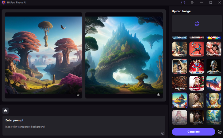 AIアートジェネレーターの透明な背景