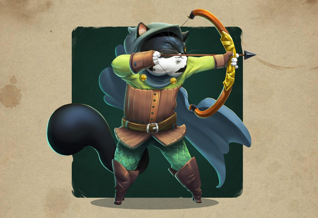 serious feline with bow