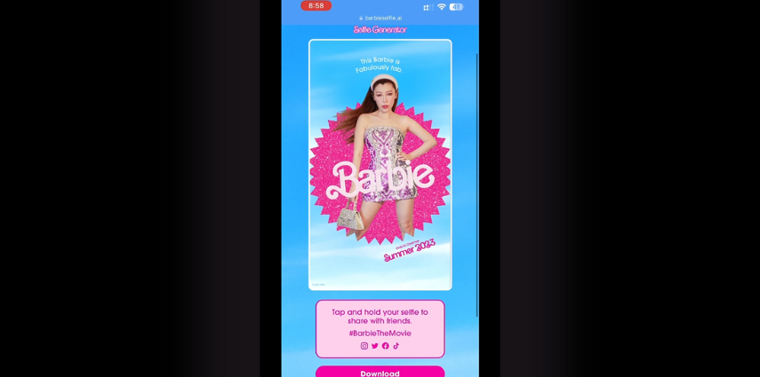Generatore di selfie con filtro Barbie AI gratuito