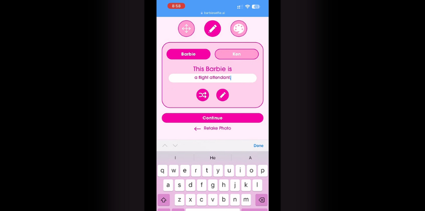 Generatore di selfie con filtro Barbie
