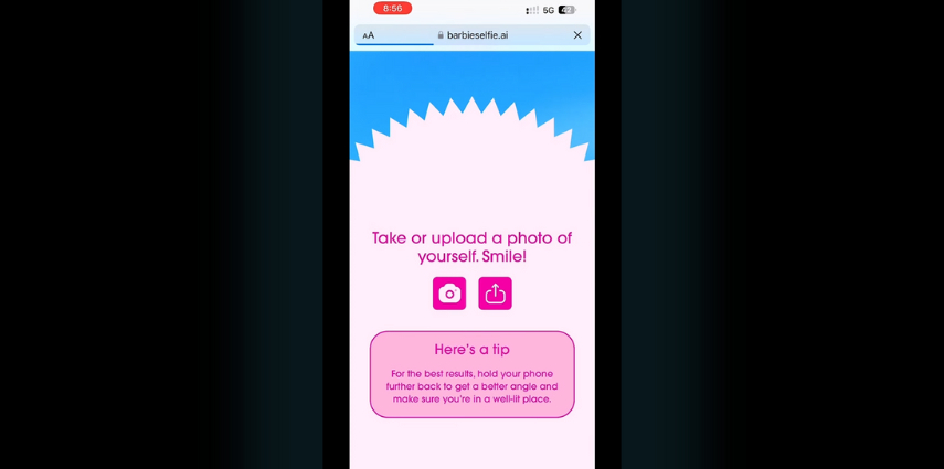 Generatore di selfie con filtro Barbie gratuito