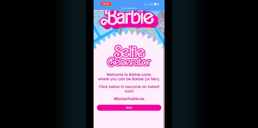 App generatore di selfie con filtro Barbie
