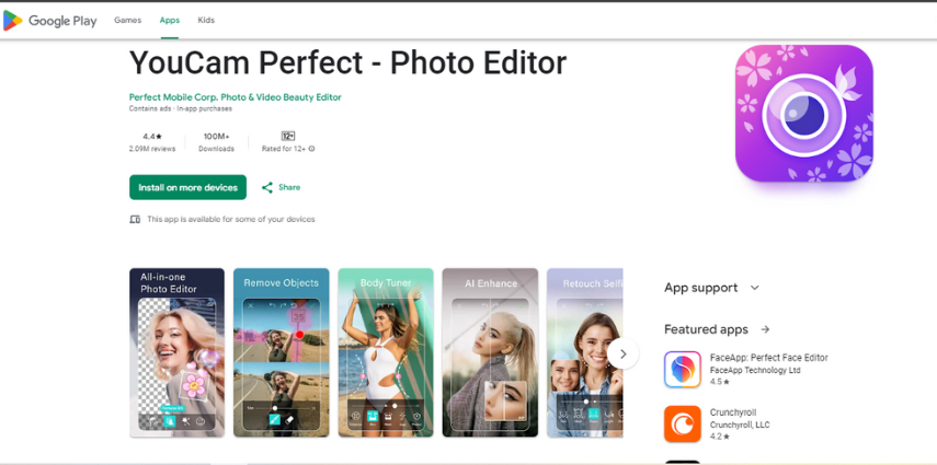 App del filtro Barbie di Youcam Perfect