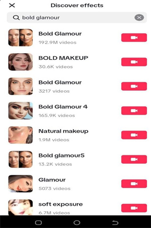 multiple bold glamour filters on tiktok