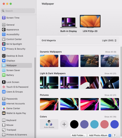 choisissez parmi plusieurs fonds d'écran par défaut celui qui vous plaît
