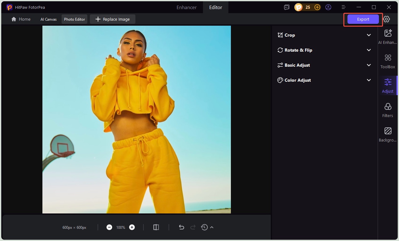 export the 4x4 image on photos