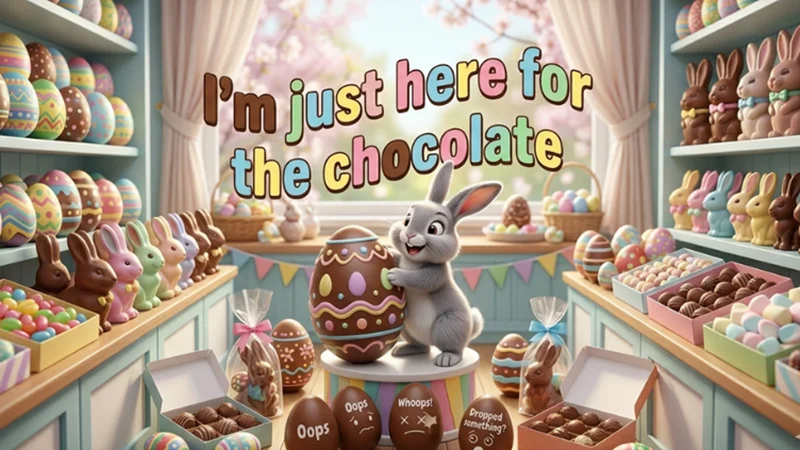 funny easter quote im just here for the chocolate