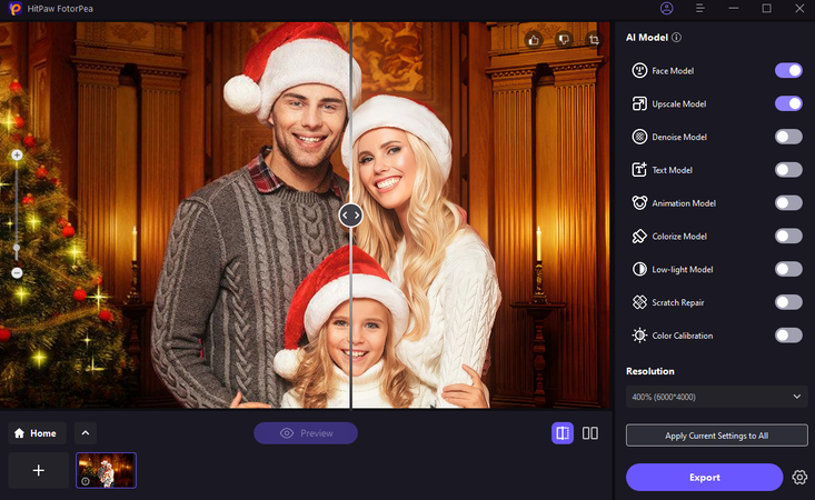 résultats de flou de fond de Noël HitPaw