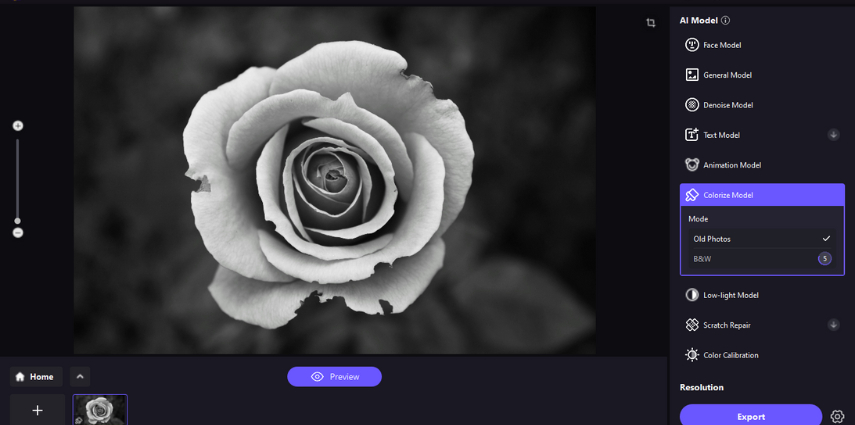 colorisation noir et blanc avec HitPaw FotorPea