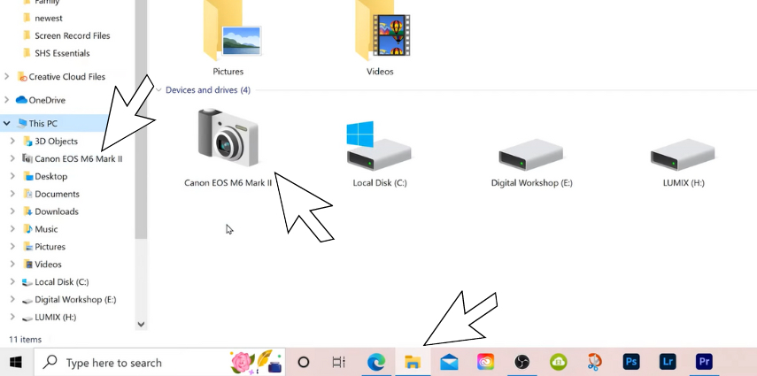 윈도우에 카메라를 설치하여 SD 카드로 사진을 보는 방법