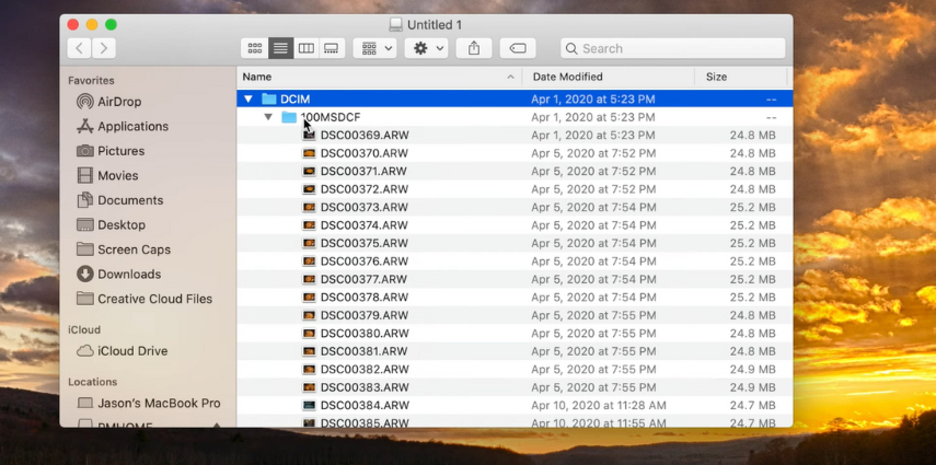 노트북 맥북에서 SD 카드 사진을 보는 방법