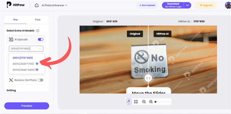 Dé-pixeliser du texte dans l'image avec l'IA upscaler