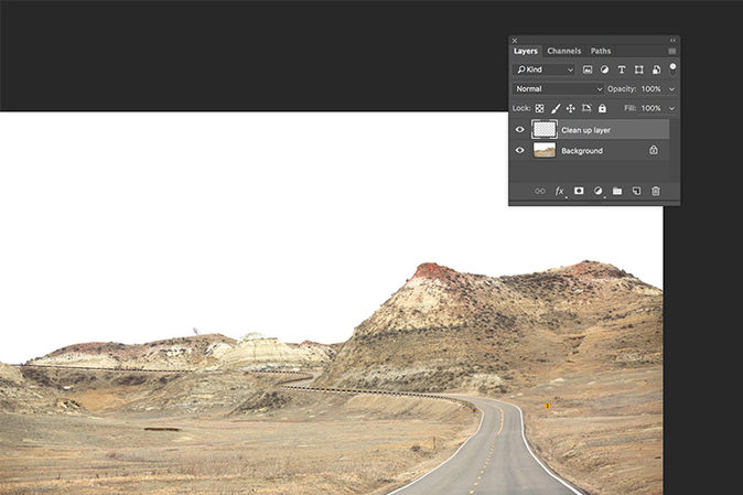 Photoshopでのレイヤークリーンアップ(風景写真)