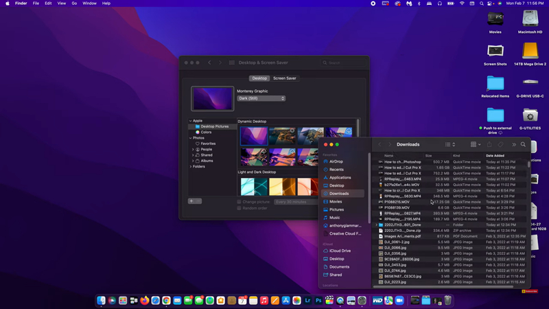 dossier et préférences système côte à côte
