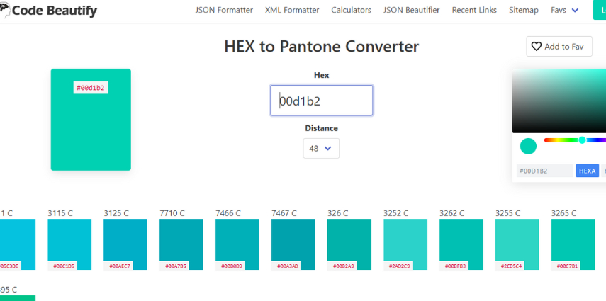 Convertisseur Pantone PMS Code Beautify