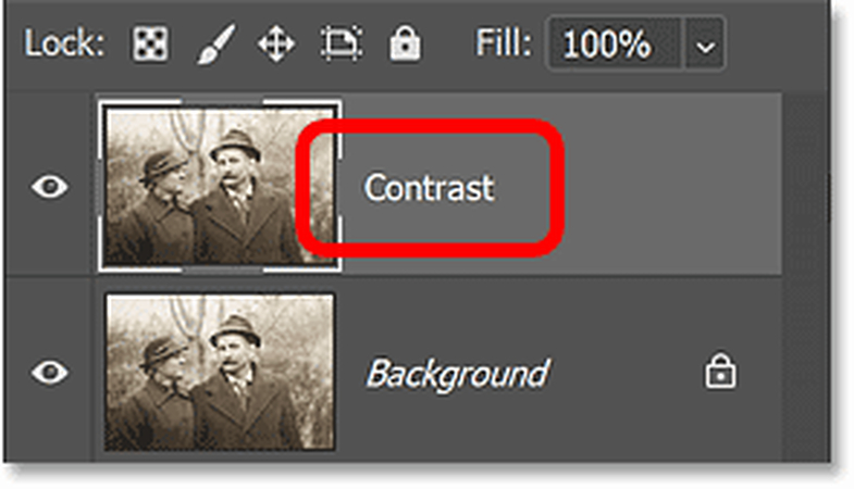 將複製的圖層重命名為對比度