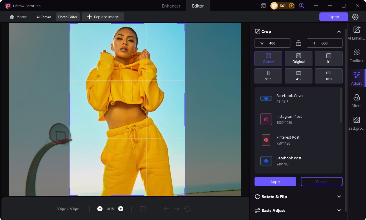 resize 4x6 photo on hitpaw fotorpea