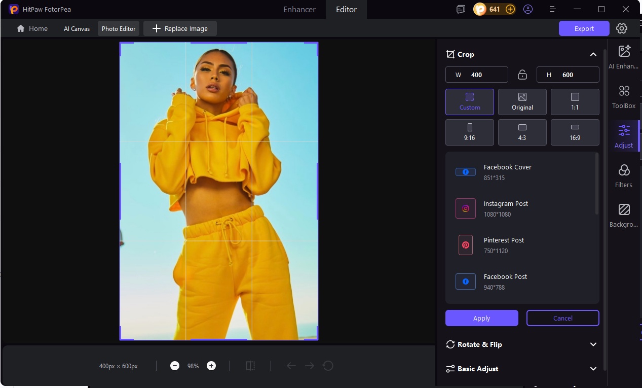 export the 4x6 image size