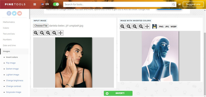 Invert image color - Invert colors online