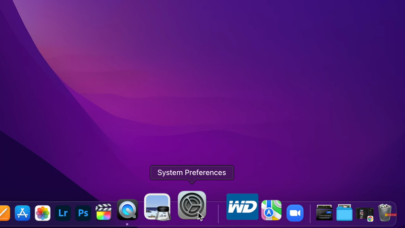 capture d'écran des réglages - préférences système