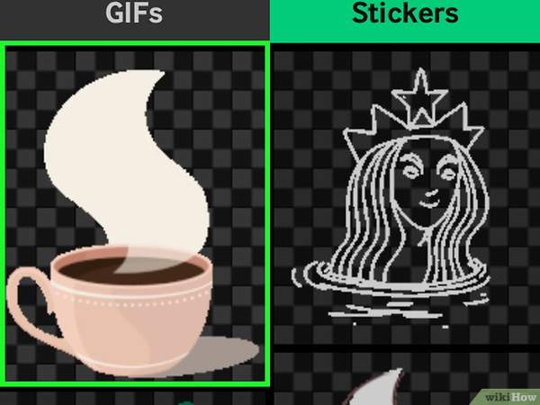 訊息應用程式中的 gif 和貼紙