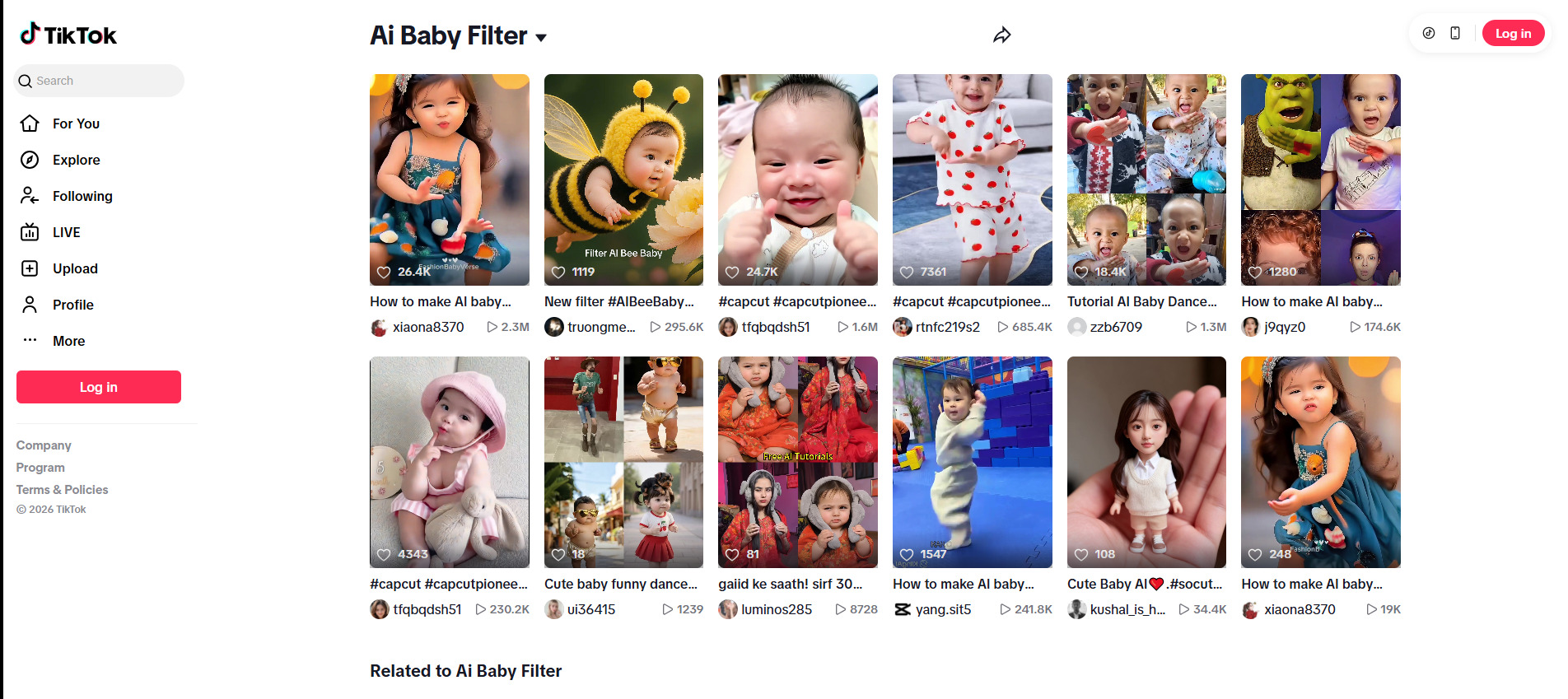 فلتر الطفل بالذكاء الاصطناعي في تيك توك