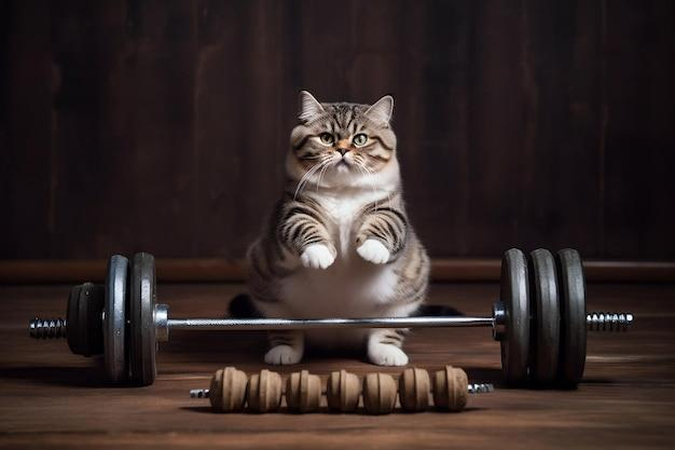 cat lifting barbell