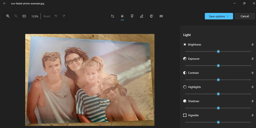 fix sun faded photos with basic adjustments