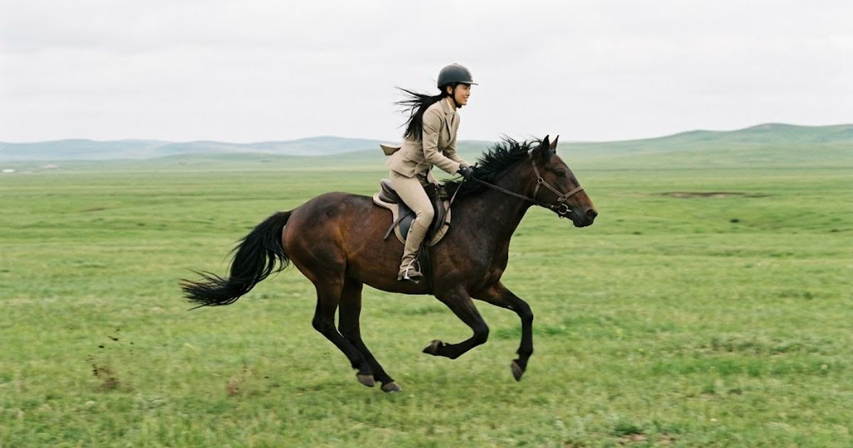 calm gallop open plain aura farming horse action shot