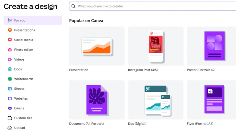 choose custom size canva