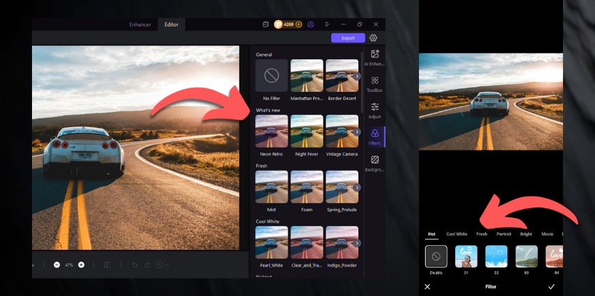 car photo editing filters