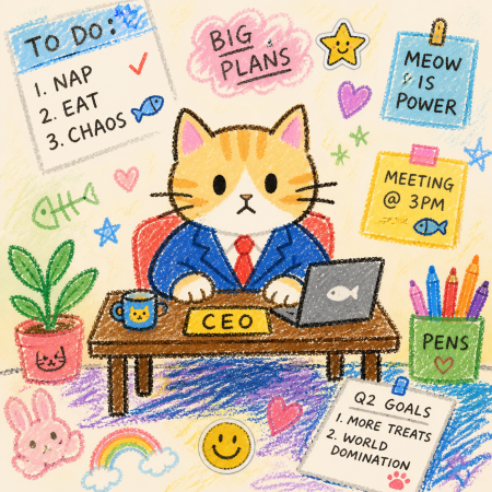 cat worker painting doodle