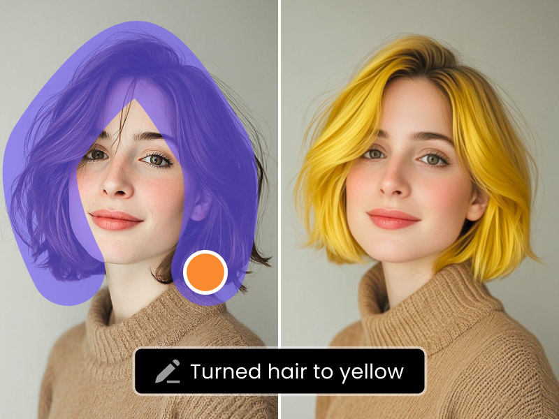 hitpaw fotorpea ai photo editor with prompt to change hair color