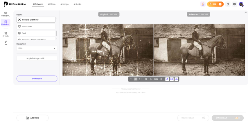 choose restore old photo model