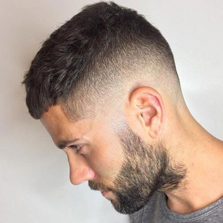 modern crew cut fade with tapered sides