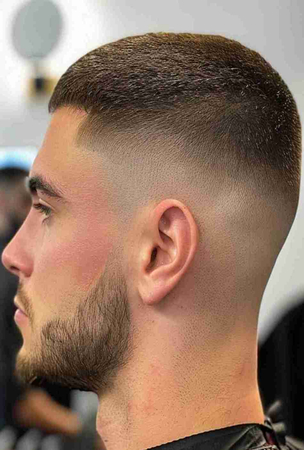 subtle and professional crew cut low fade