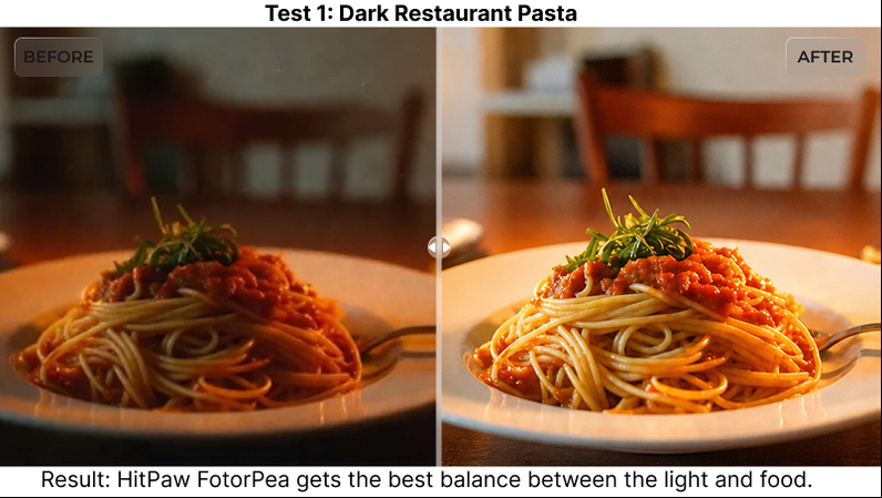 hitpawfotorpea brightens noisy restaurant pasta photo