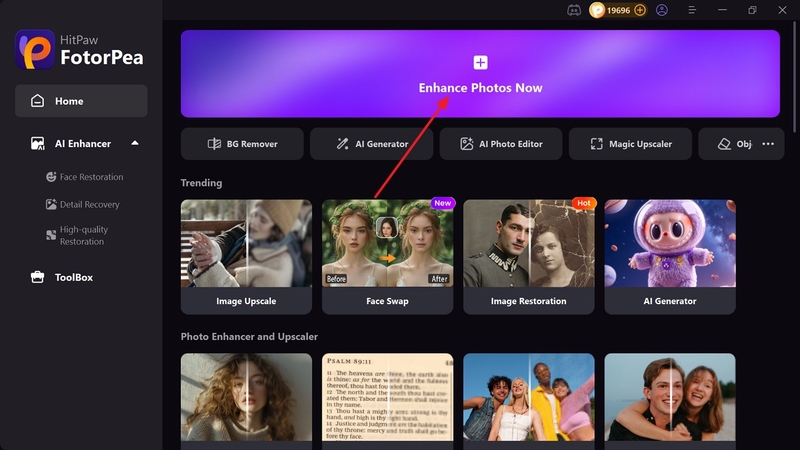 access hitpaw fotorpea ai image enhancer
