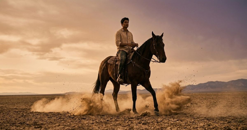 dust rising controlled trot aura farming horse image