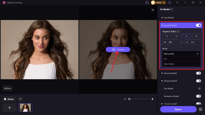 preview upscale image fotorpea