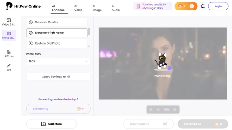 enhancing a dark face with hitpaw online photo enhancer